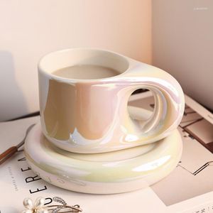 Tazze di piattini grassi personalizzati tazza grassa creativa color perla in ceramica tazza d'ufficio per la colazione il latte caffettiere da tè carino bere