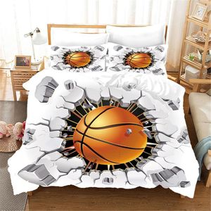 Conjuntos de roupas de cama Conjunto de capa de edredão de basquete atinge o tema da bola de parede quebrada para crianças adolescentes queen king size 23pcs soft quilt 230818