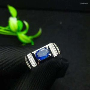 Clusterringe Sri Lanka Natural und Real Sapphire Ring 925 Sterling Silver Wholesales Fine Jewelry Mann