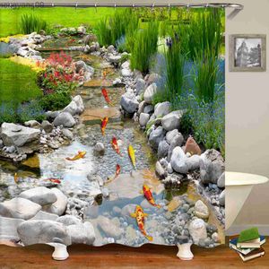 Duschgardiner 3D Arch Garden Landscape Duschgardin Skog Vattenfall Nature landskap Vattentät polyestertyg Bad Gardin Heminredning R230821