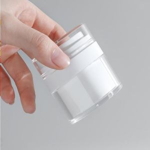 15 30G Biała prosta butelka kosmetyczna Airless 50G akrylowa próżniowa krem ​​słojczy
