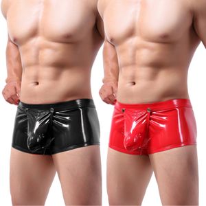 Briefs Panties Button Faux Leather Wet Look Sexy Gay Underwear For Men Sissy Jockstrap Open Pouch Boxer Shorts Underpants Mens Panties Cueca 230818