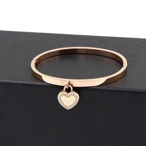 Peach Heart forever love letter encrusted diamond Hidden buckle bracelet Female heart titanium steel bracelet bracelet headpiece 1.1 with original logo D-1327