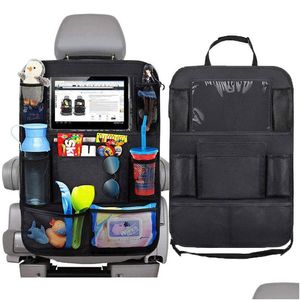 Organizador de carros 2pcs encosto 9 bolsos de armazenamento com touch sn teller protetor para crianças acessórios para crianças Drop entrega mob dhyhr