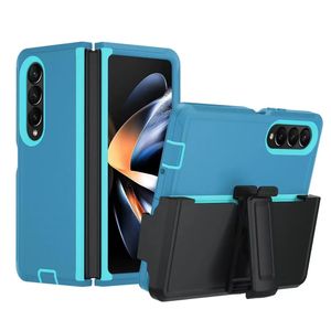 قضية الهاتف العسكرية للهاتف Samsung Galaxy Z Fold 4 5G Cases Clip Clip كامل الجسم طبقة مزدوجة الغطاء