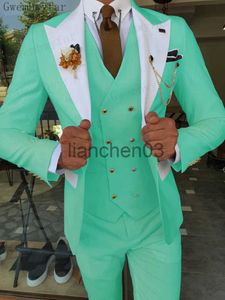 Herren Trailsuits Gwenhwyfar Mint Green Bräutigam Männlicher Hochzeits -Hochzeitsanzug Slim Fit Tuxedo Herren formelle Geschäftsarbeit mit 3pcs (Jacke+Hose+Weste) J230821