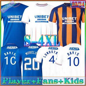 23 24 Glasgow Rangers Football Shirt 2023 2024 Home Blue Sakara Kent Tavernell Morelos Corak Hogan Football Shirt Men's Children's Set Fan Player Version