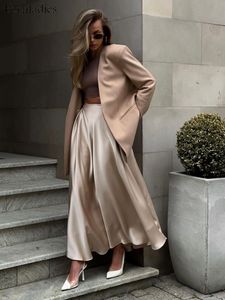 Signe Bornladies Elegant Satin Sciose Women Skirt 2023 Maxi streetwear High Waist Classic Long Fashion Female Black 230818