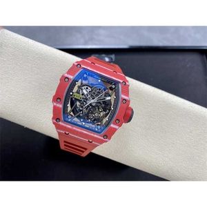 디자이너 플라이휠 RM35-02 시계 시계 슈퍼 클론 럭셔리 남성 투르 빌론 기계식 시계 완전 자동 운동 watchband red devils yd4w alsc