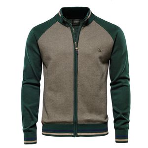 Suéteres masculinos Aiopeseson Spliced ​​Cardigan Men streetwear