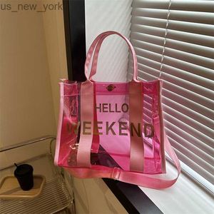 Totes Clear PVC Jelly Bucket Tote Bag Kvinnors handväska stor kapacitet axelväskor för kvinnor 2023 Summer Transparent Crossbody Bag HKD230822