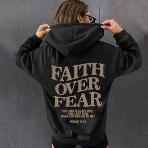 Męskie bluzy bluzy „Faith Over Fear” Drukuj Bluzy Kobiety swobodny długie rękawie Topy moda harajuku unisex kieszenie z kapturem bluzy 230821