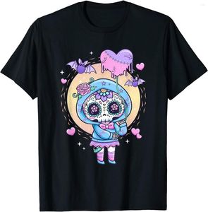 Herren T-Shirts Kawaii Pastell Goth süße gruselige Zuckerschädel Tag des Todes T-Shirt