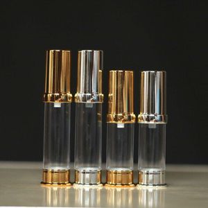 24pcs 5ml 10ml Altın Gümüş Renk Kozmetik Havasız Pompa Şişesi Vakum Losyon Krem Emülsiyon Küçük Konteyner Jakss