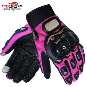 Five Fingers Gloves Pink Women Motorcycle Touch Screen Gloves Motocross Full Finger Riding Gloves Summer Brethable Luva Bicycle Cycling MTB Gloves 230822