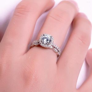 Cluster Rings Gem's Ballet Art Deco Square Set Moissanite Ring 1,0ct 6,5 mm EF Color 925 Sterling Silver Wedding for Women SMYCKE