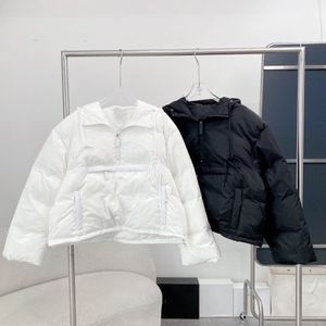 Jaqueta feminina designer preto branco causal parka inverno quente casaco com capuz ao ar livre causal puffer casacos femininos h18