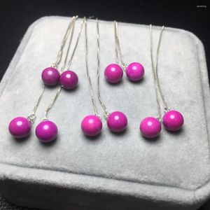 Bangle Natural Purple Lepidolite Women Drop örhängen Lång linjär kedja dingle örontrådens mode smycken Tassel