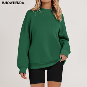 Molus de camiseta feminina moletons moletons da primavera Oneck de manga longa Terry Pullovers Terry Solid Casual Básico Harajuku Tops de malha de algodão 230822