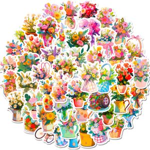 50pcs-Pack-Bouquet-Aufkleber wasserdichte Vinylaufkleber für Gepäckwasserflaschen Laptop Autoplaner Scrapbooking Phone Mac Garderobe Türwandabziehbilder