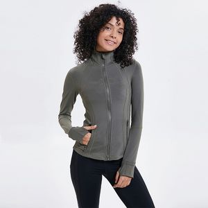 LU 2023 NYTT Vinter Zip Front Sports Yoga Jacket Fitness Womens Self Cultivation Slim Zipper Outdoor Running Yoga Training Clothes