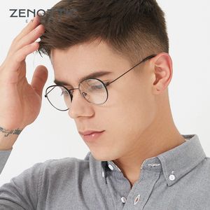 Модные солнцезащитные очки рамы Zenottic Brand Designer Мужчины круглые очки винтажные металлические оптические очки