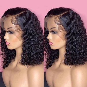 Synthetic Wigs Short Bob Lace Frontal Wig 13x4 13x6 Human Hair Deep Wave 180 Density 5x5 Closure 230821