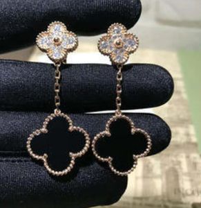 Orecchini pendenti con ciondolo nero a forma di quadrifoglio, orecchini di design per donne e ragazze, regalo di gioielli da sposa per la festa della mamma di San Valentino