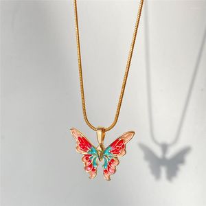 Pendant Necklaces Fashion Women Design Enamel Butterfly Thai Pearl Necklace Jewelry 2023