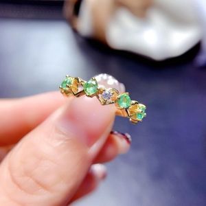 Cluster Rings Natural Emerald Ring 925 Silver Certified 3x3 Mm Green Gemstone Girl's Holiday Gift Free Product