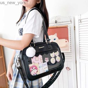 Totes Japanese Kawaii Shoulder Bag For Women PU Leather Itabag Transparent Bag JK Tote Bag Handbags Preppy Bag ita bag Crossbody Bag HKD230822