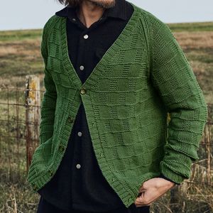 Erkek kazakları klasik kazak hırka tek göğüslü uzun kollu v boyun sweatcoat sonbahar kış retro tığ işi örgü ceket erkek 230822