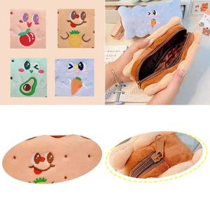 Brinquedos de aprendizagem caso de lápis de biscoito saco de lápis kawaii grande capacidade de pelúcia criativo bonito dos desenhos animados caixa de lápis material escolar de escritório estacionário