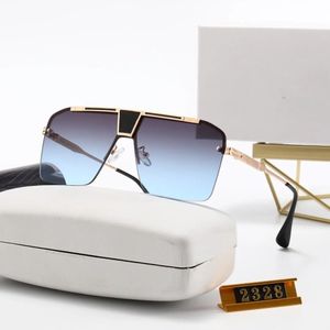 Designer di occhiali da sole Le lenti in vetro UV a doppio ponte esagonale con custodia in pelle 2328, occhiali da sole per uomo colore colore opzionale firma triangolare