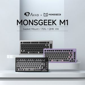 Keyboards Akko MONSGEEK M1 DIY Kit 75% RGB swap Southfacing Barebone Mechanical Aluminum Keyboard CNC Metal VIAQMK GasketMount 230821