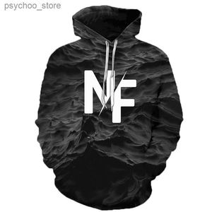 Męskie bluzy bluzy nf męskie bluza z kapturem damskie 3D Printing American Rap Singer Hip Hop ubranie jesienne luźne rękawy szczotkowane modne mody Cool Black Hoodie Q230822