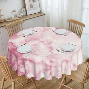 Table Cloth Round Oilproof Pink White Marble Texture Artwork Cover Abstract Art Tablecloth For Dining 60 Inch