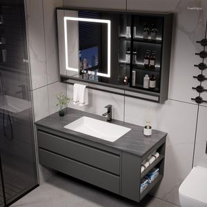 Seamless Rock Bathroom Cabinet: Integrated Washbasin w/ Accessories