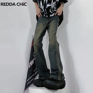 Męskie dżinsy Reddachic 3-barowe szczotkowane dżinsy męskie streetwear y2k workowate dżinsy szerokie nogi spodnie luźne skater Stylowe rozszerzone nogi Hiphop Męskie spodnie 230821