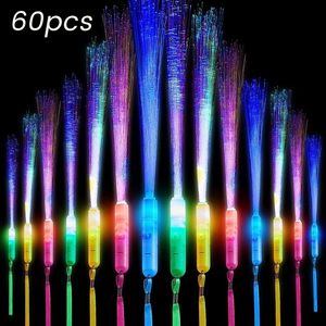 Other Event Party Supplies 60 Piece Fiber Optic Wands Glow LED Light Up Flashing Sticks For Kids Birthday Wedding Halloween Christmas 230821