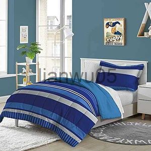 寝具セット5ピース完全ベッドセットEasyWash Super Soft Microfiber Comforter Bedding Twin Rugby Stripe（2D872701BL）X0822