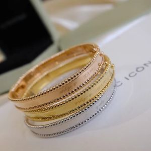 High quality European and American designer silver 925 women's signature bracelet vacuum plated 18K non fading bead edge bracelet for women's boutique luxury gifts