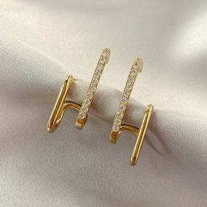 Anziw Ear Cuff Korean Geometric Cuffs Stud Earrings 925 Sterling SilverNiche豪華なダイヤモンドイヤリング