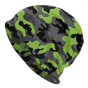 BERETS NEON verde lime e grigio camouflaggio camuflaggio teschi berretti berretti cappelli invernale a maglia cappello unisex per adulti per il cofano militare per adulti