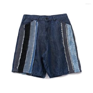 Erkek Şort Japon Vintage Kişiselleştirilmiş El Yapımı Etnik Stil Yaması Eklem Yaz İnce Denim Capris