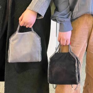 Stella McCartney Falabella Mini borsa da tote Bag donna Slivo metallico Nero minuscole donne Shopping Borse in pelle per spalla Crossbody Bag2023