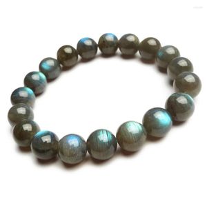 Strand Wholesale 11mm Genuine Natural Labradorite Gems Stone Crystal Round Bead Stretch Bracelet