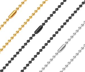 24 -mm -Perlen -Ballketten Halsketten nicht verblassen Edelstahl Frauen Mode Männer Hip Hop Schmuck 24 Zoll Silber Schwarz 18k Gold plattiert 3921270