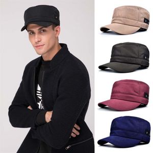 Stand Focus Männer Windproof Military Army Cadet Hut Cap Solid Fashion Twill Herbst Winter 3d schneiden atmungsaktiv schwarzblau rotes Kamel O245o