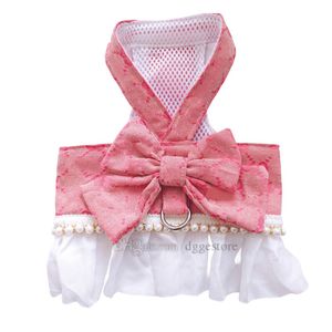 Designer Dog Dress Harness for Small Dogs Classic Letter Pattern Bow Tie Girl Puppy Dress Breathable Cute Princess Dog Dresses Spring Summer Pet Cat Clothes Skirt 807